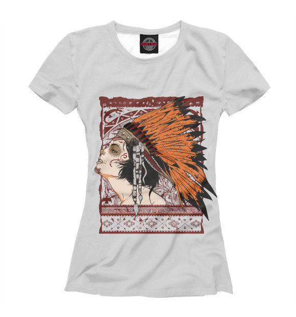 Женская футболка с изображением Indian цвета Белый