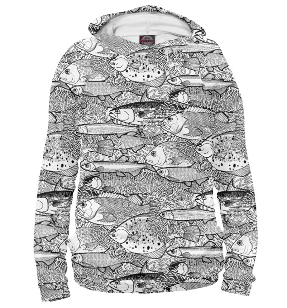 Женское худи с изображением Рыбы цвета Белый