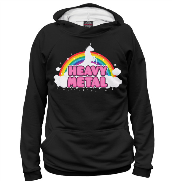 Мужское худи с изображением Heavy Metal Unicorn цвета Белый