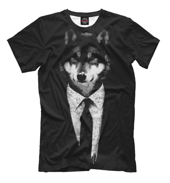 Мужская футболка с изображением Мистер Волк цвета Черный