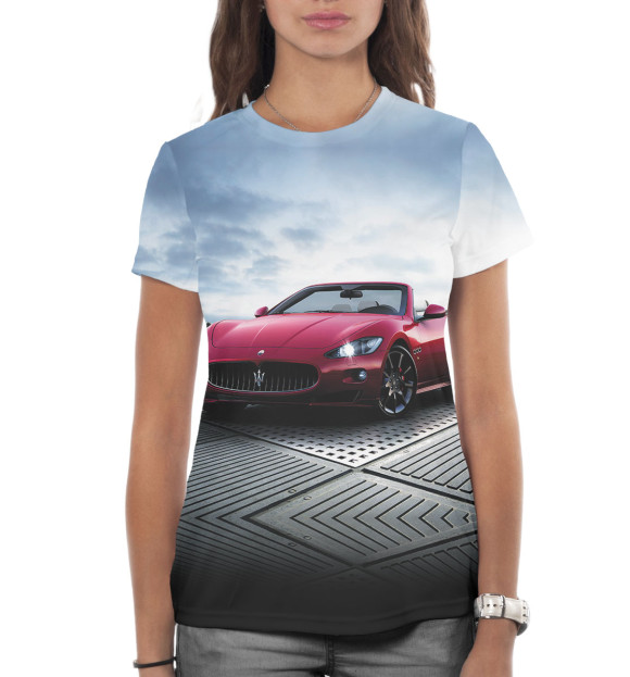Женская футболка с изображением Maserati цвета Белый