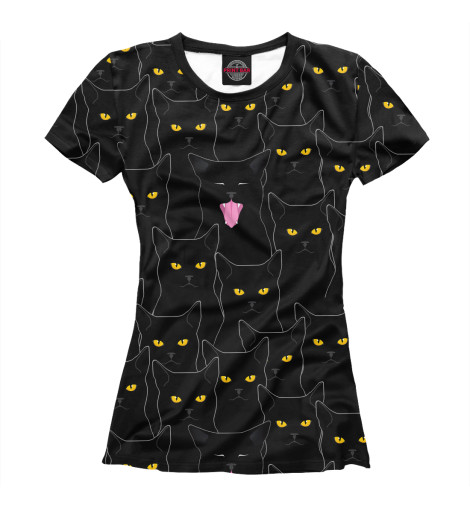 

Футболки Print Bar, Белый, Черные Коты