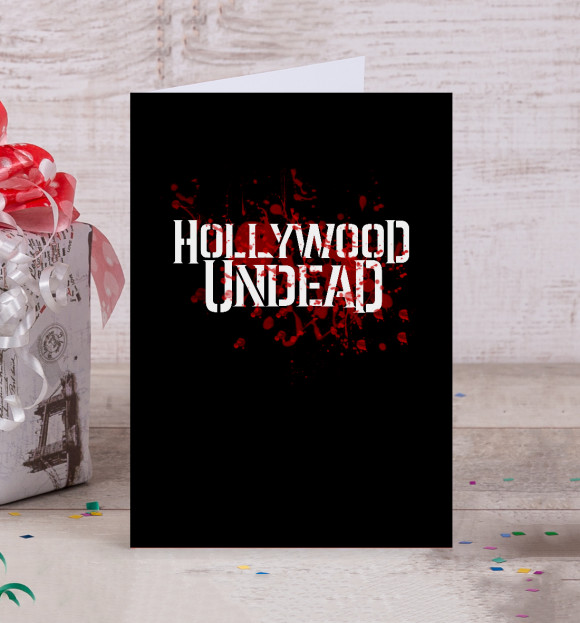 Открытка с изображением Hollywood Undead цвета Белый