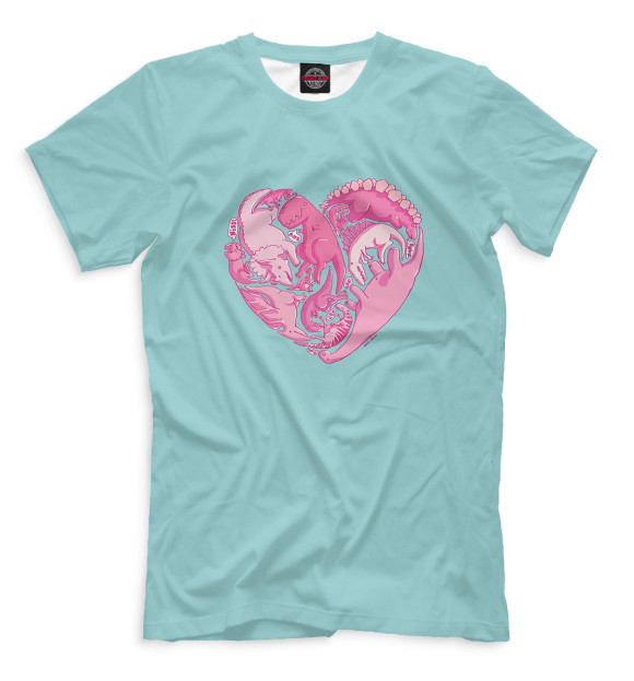 Мужская футболка с изображением Dino Heart цвета Бежевый