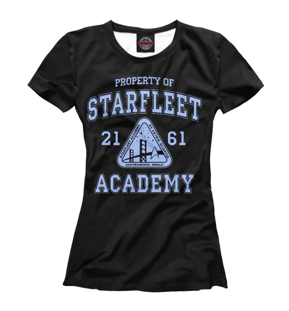 Женская футболка с изображением Академия Звёздного флота цвета Белый
