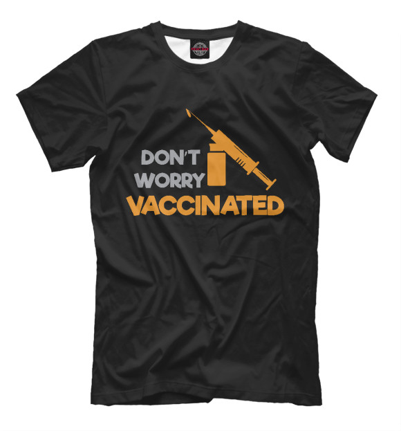 Мужская футболка с изображением Vaccinated цвета Белый