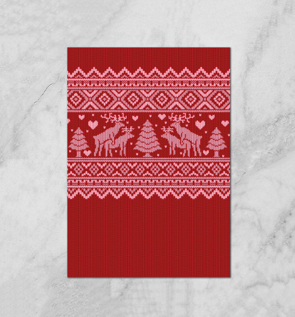 Плакат с изображением лесные танцы (красный) цвета Белый