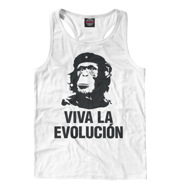 Мужская майка-борцовка с изображением Viva la evolucion цвета Белый