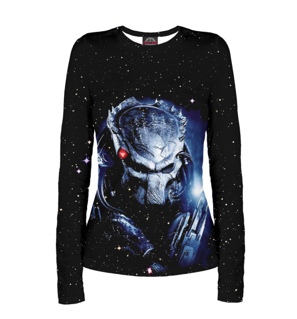 Женский лонгслив с изображением Хищник цвета Белый