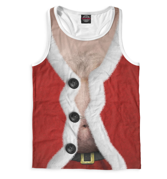 Мужская майка-борцовка с изображением Санта цвета Белый