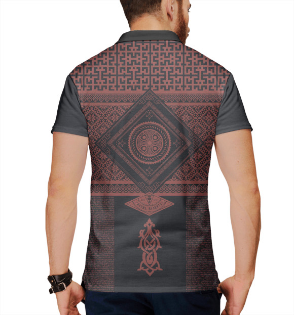 Мужское поло с изображением Славянская обережная вязь цвета Белый