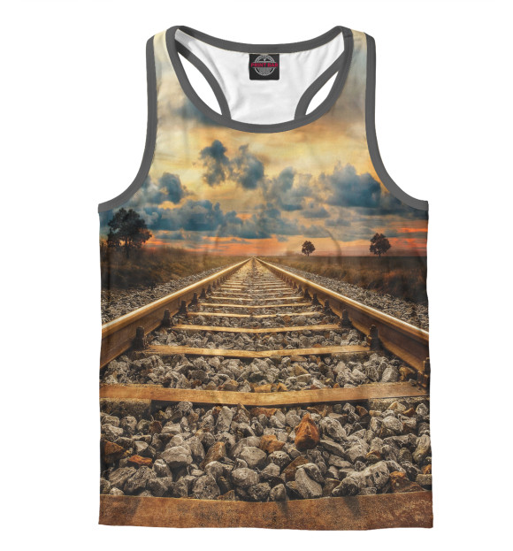 Мужская майка-борцовка с изображением Железная дорога цвета Белый