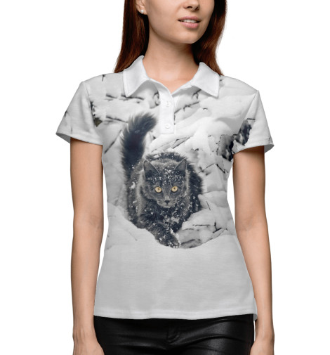 

Поло Print Bar, Белый, Кот в Снегу
