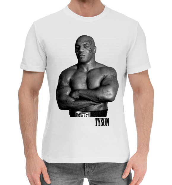Мужская хлопковая футболка с изображением Tyson цвета Белый