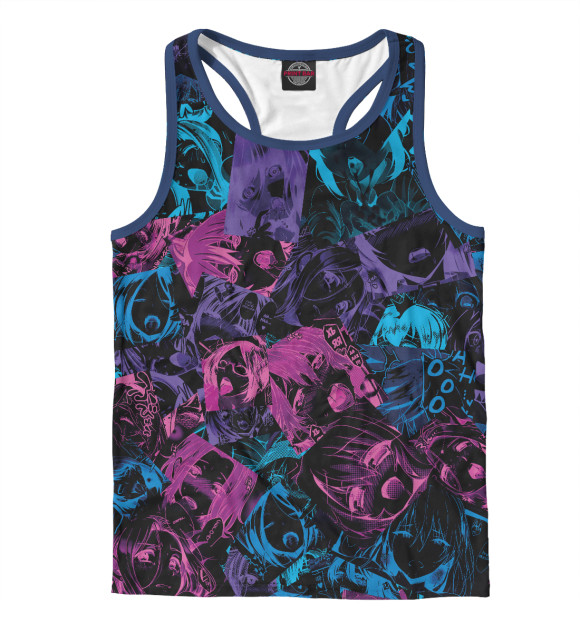 Мужская майка-борцовка с изображением Neon Ahegao цвета Белый