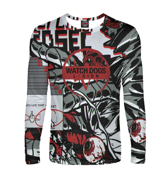 Мужской лонгслив с изображением Watch Dogs цвета Белый