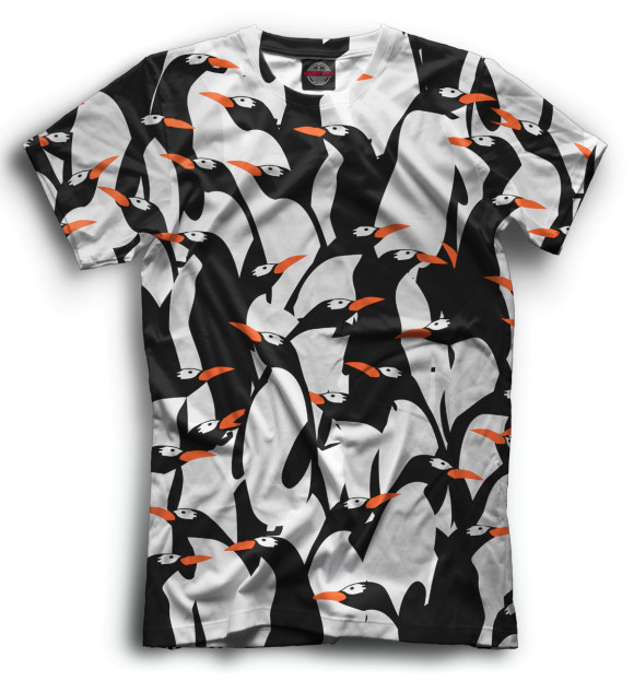 Мужская футболка с изображением Пингвины цвета Черный