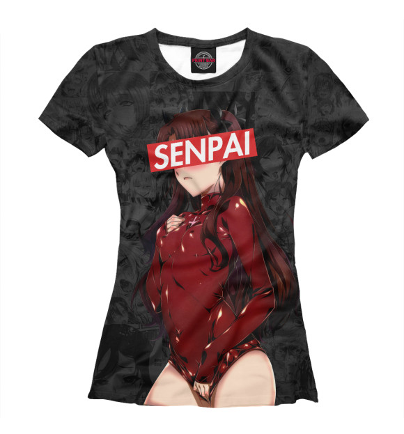 Женская футболка с изображением Senpai (Anime) цвета Белый