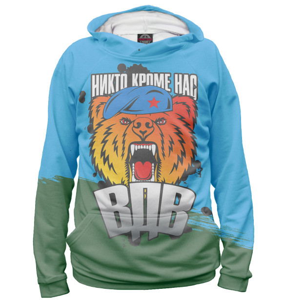 Мужское худи с изображением ВДВ цвета Белый