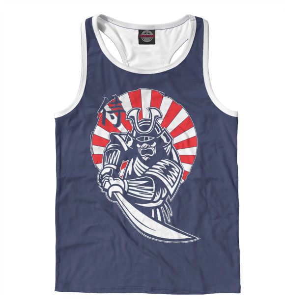 Мужская майка-борцовка с изображением Самурай цвета Белый