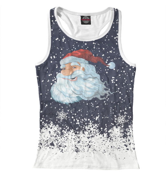 Женская майка-борцовка с изображением Дед Мороз цвета Белый