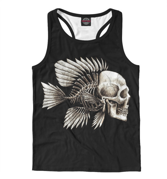 Мужская майка-борцовка с изображением Скелет цвета Белый