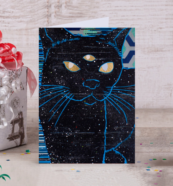 Открытка с изображением OCCULT CAT цвета Белый