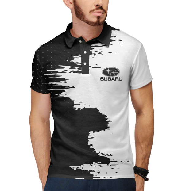 Мужское поло с изображением SUBARU sport цвета Белый