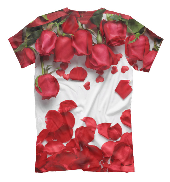 Мужская футболка с изображением Лепестки красных роз цвета Белый