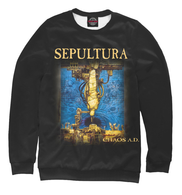Мужской свитшот с изображением Sepultura цвета Белый