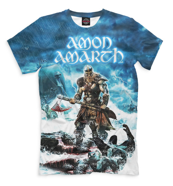 Футболка для мальчиков с изображением Amon Amarth цвета Грязно-голубой