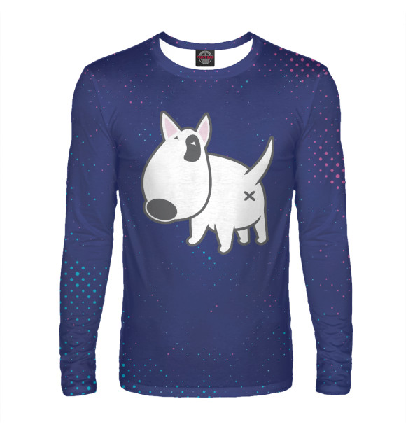 Мужской лонгслив с изображением Bull Terrier цвета Белый