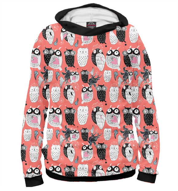 Мужское худи с изображением Совы цвета Белый