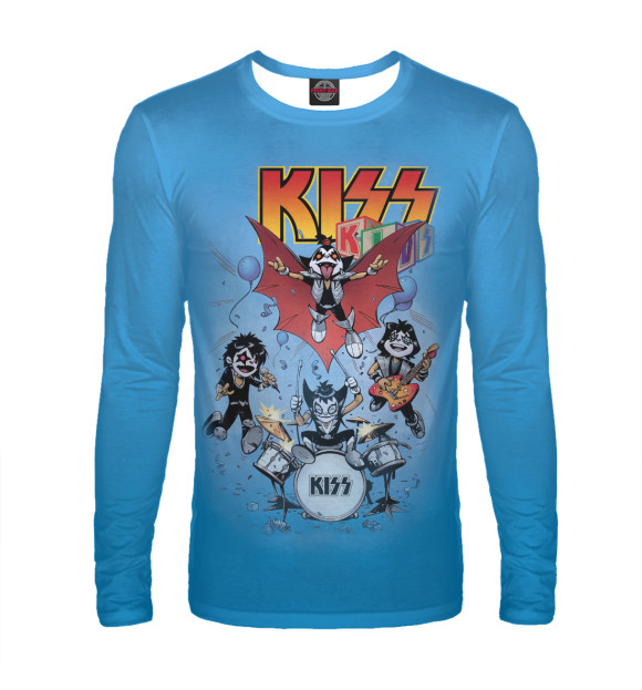 Мужской лонгслив с изображением Kiss цвета Белый