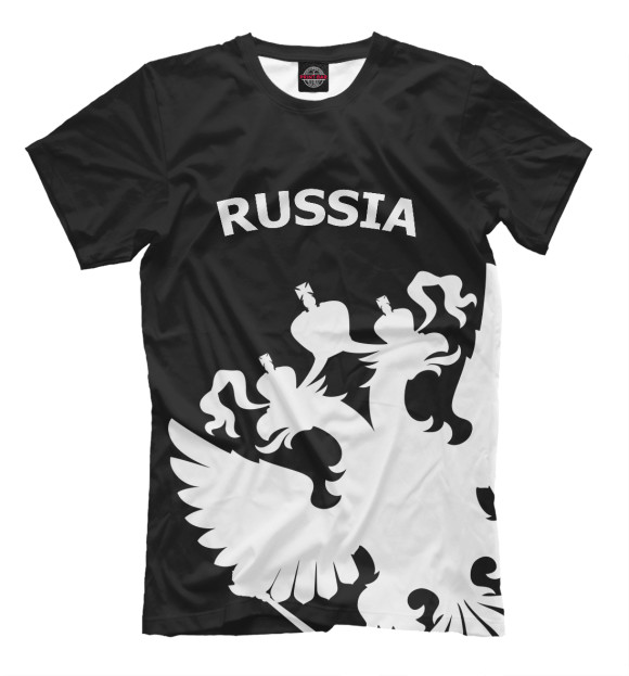Футболка для мальчиков с изображением Russia Black&White Collection цвета Черный