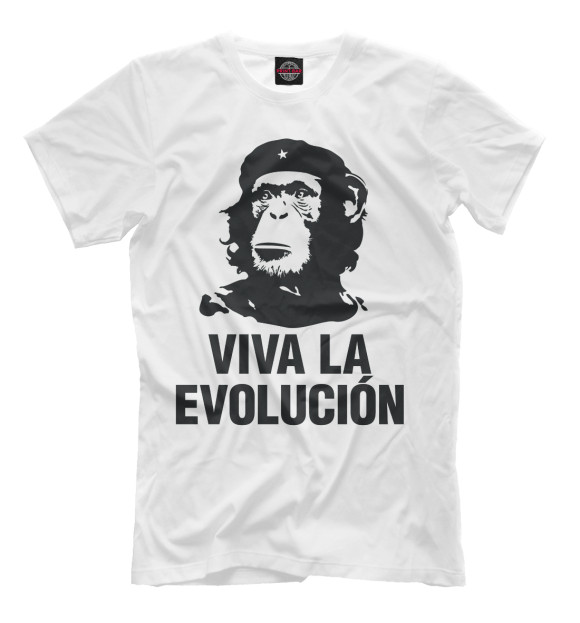 Футболка для мальчиков с изображением Viva la evolucion цвета Молочно-белый