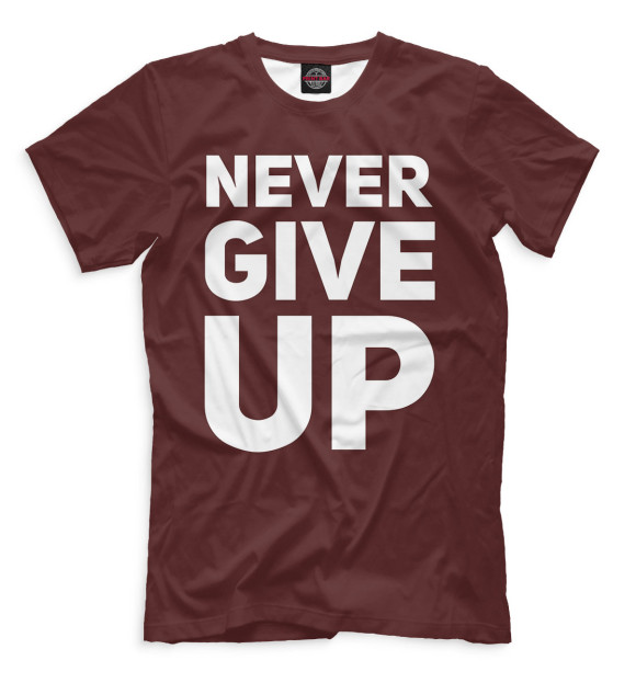 Мужская футболка с изображением Never Give Up цвета Белый