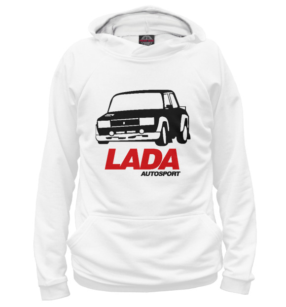 Мужское худи с изображением Lada Autosport цвета Белый