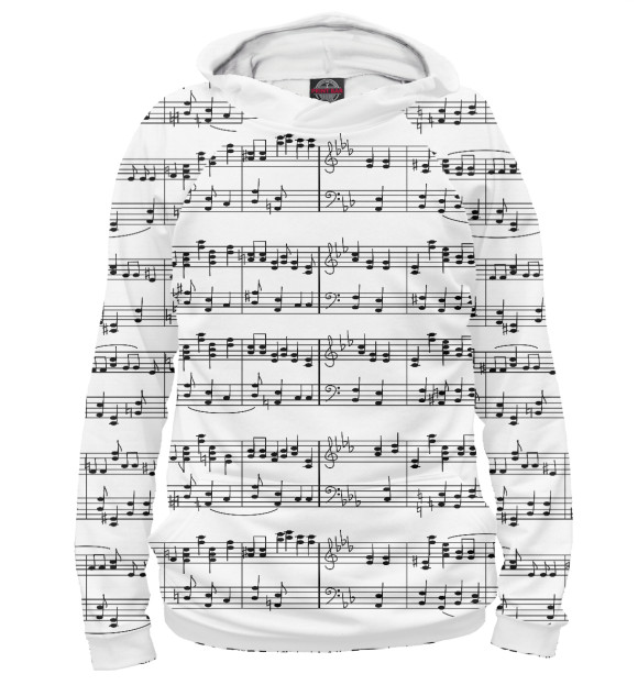 Женское худи с изображением Ноты цвета Белый
