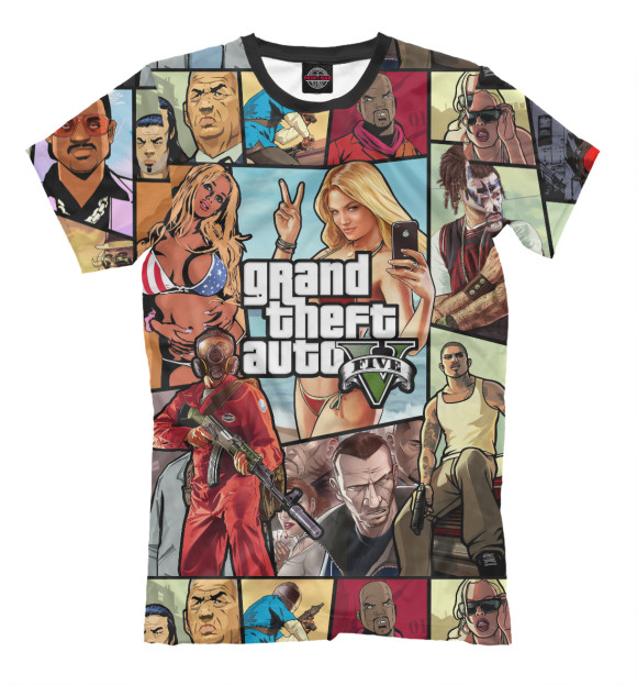 Мужская футболка с изображением Grand Theft Auto цвета Молочно-белый