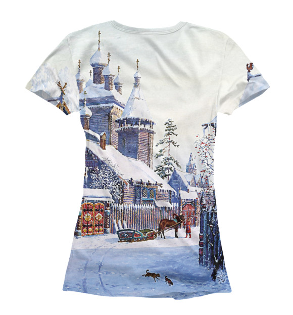 Женская футболка с изображением Русская зима цвета Белый