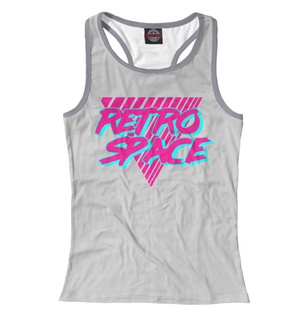 Женская майка-борцовка с изображением Retro Space цвета Белый