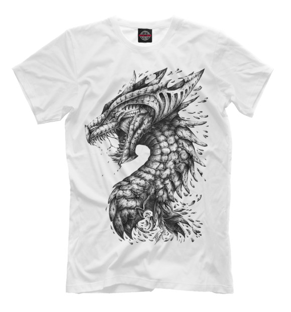 Футболка для мальчиков с изображением Dragon цвета Молочно-белый