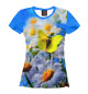 Женская футболка Цветы и бабочка