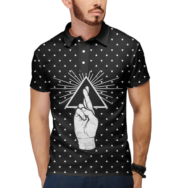 Мужское поло с изображением Рука просвещения цвета Белый