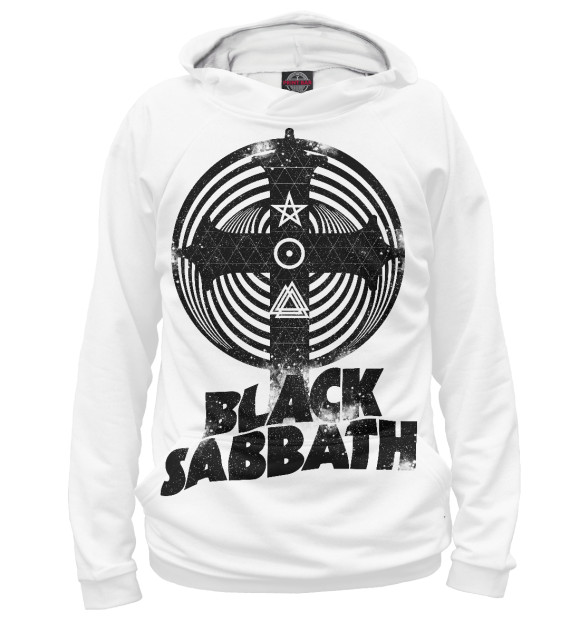 Мужское худи с изображением Black Sabbath цвета Белый