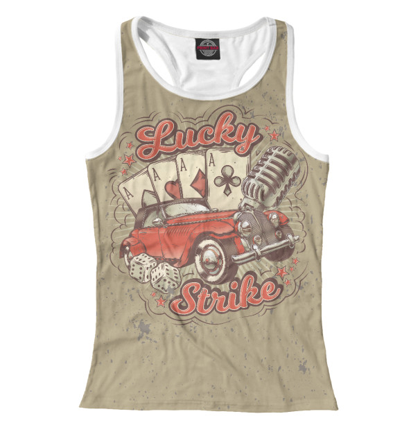 Женская майка-борцовка с изображением Lucky Strike цвета Белый