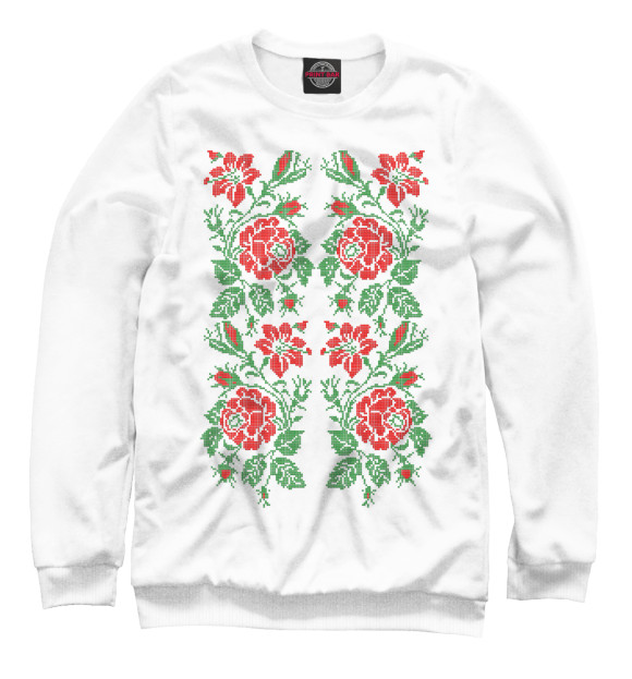Женский свитшот с изображением Белорусская вышиванка цвета Белый