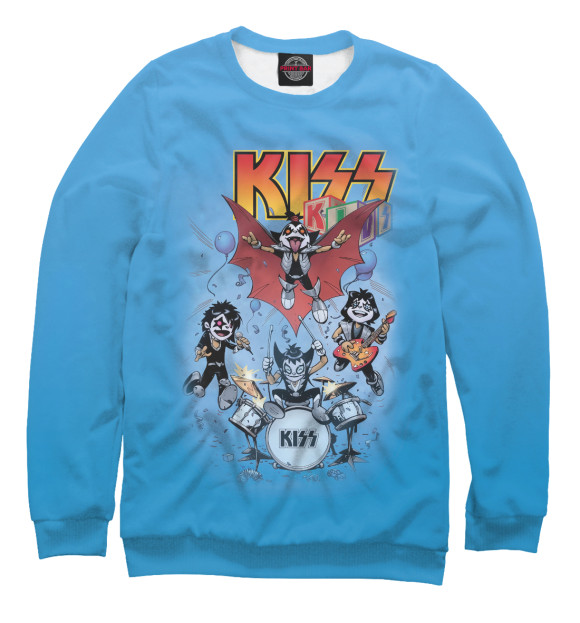 Свитшот для девочек с изображением Kiss цвета Белый