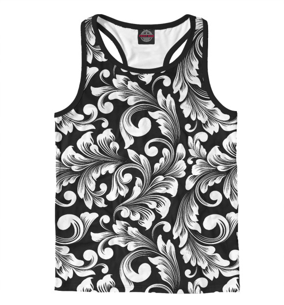 Мужская майка-борцовка с изображением Природный орнамент цвета Белый